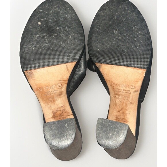 Vince‎ Addie Black Leather Open Toe Booties Size 9 M Womens Low Boot Italy - Picture 9 of 12